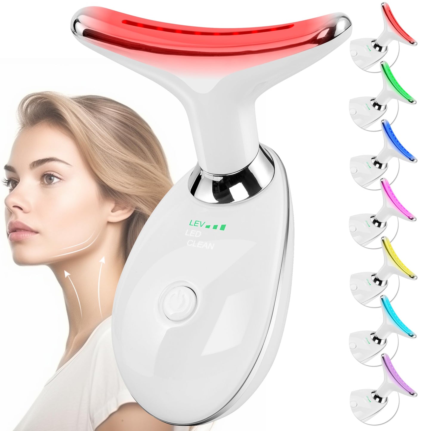 NEW For 2025 EMS Thermal Neck & Face Toning Massager with Microcurrent & LED Technology