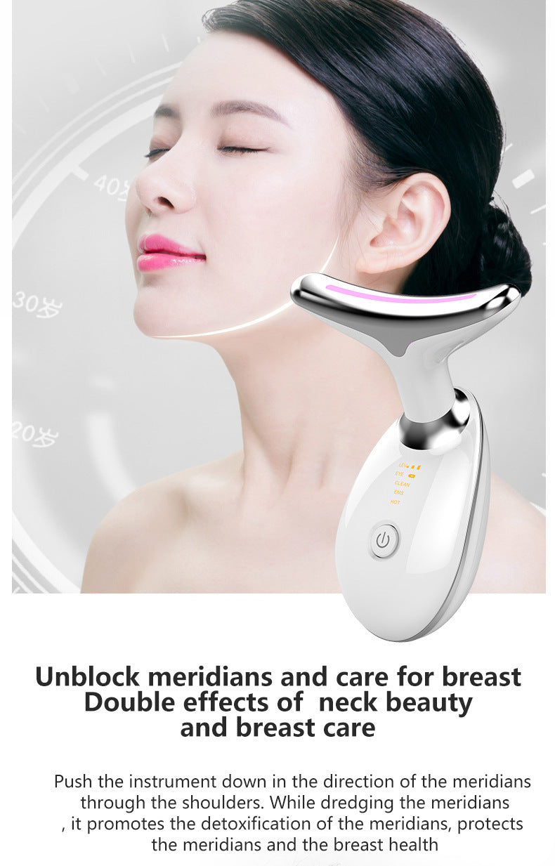 NEW For 2025 EMS Thermal Neck & Face Toning Massager with Microcurrent & LED Technology